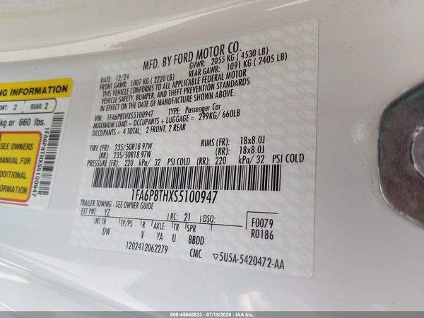 2025 FORD MUSTANG ECOBOOST FASTBACK