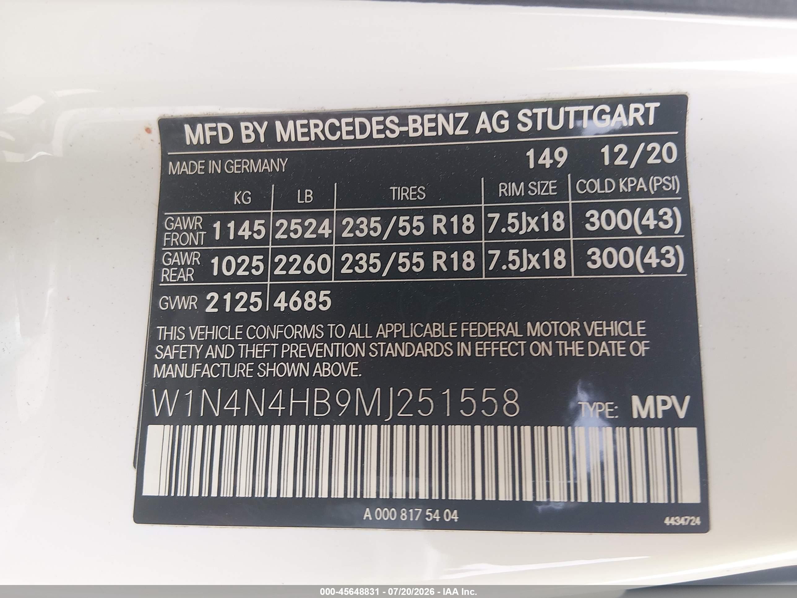 2021 MERCEDES-BENZ GLA 250 4MATIC