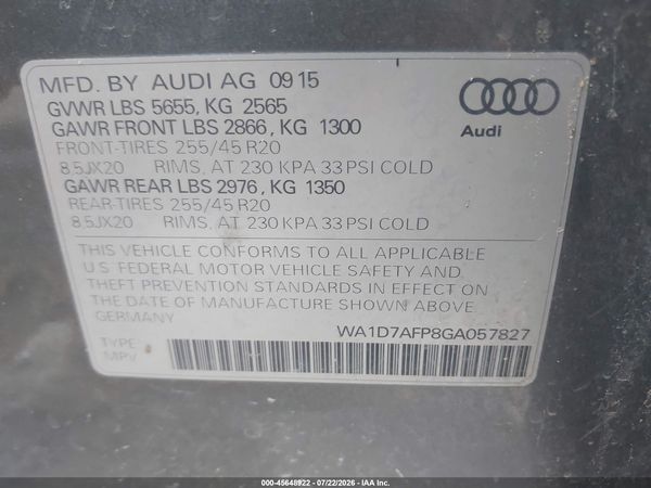 2016 AUDI Q5 3.0T PREMIUM PLUS