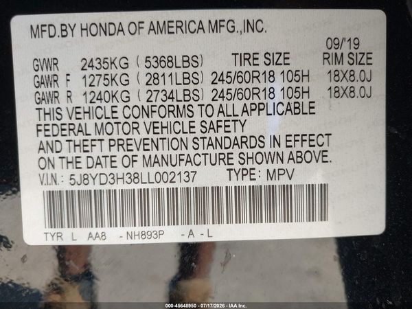 2020 ACURA MDX STANDARD