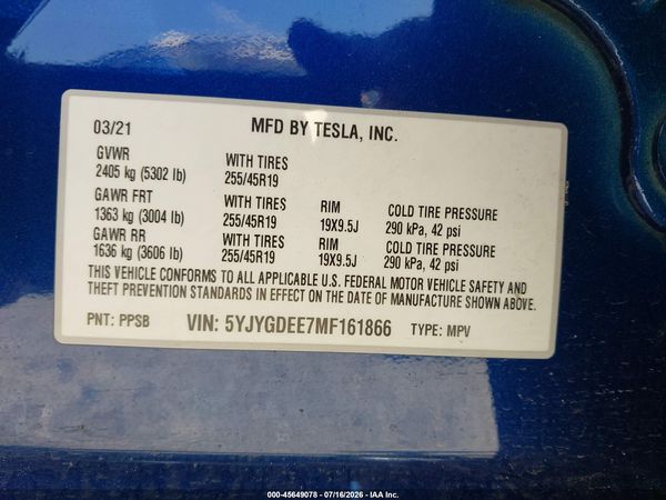 2021 TESLA MODEL Y