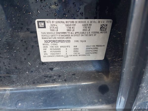 2015 CHEVROLET SILVERADO 1500 LT — I9
