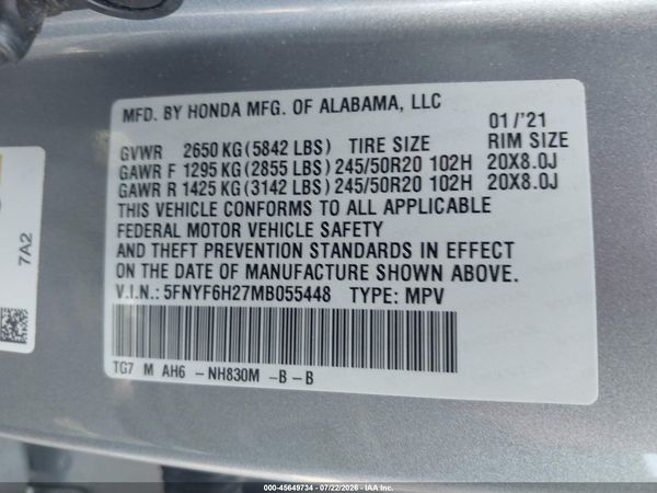2021 HONDA PILOT AWD SPECIAL EDITION
