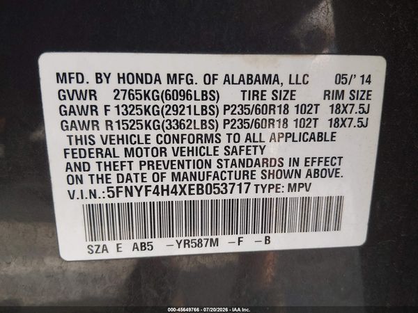 2014 HONDA PILOT EX