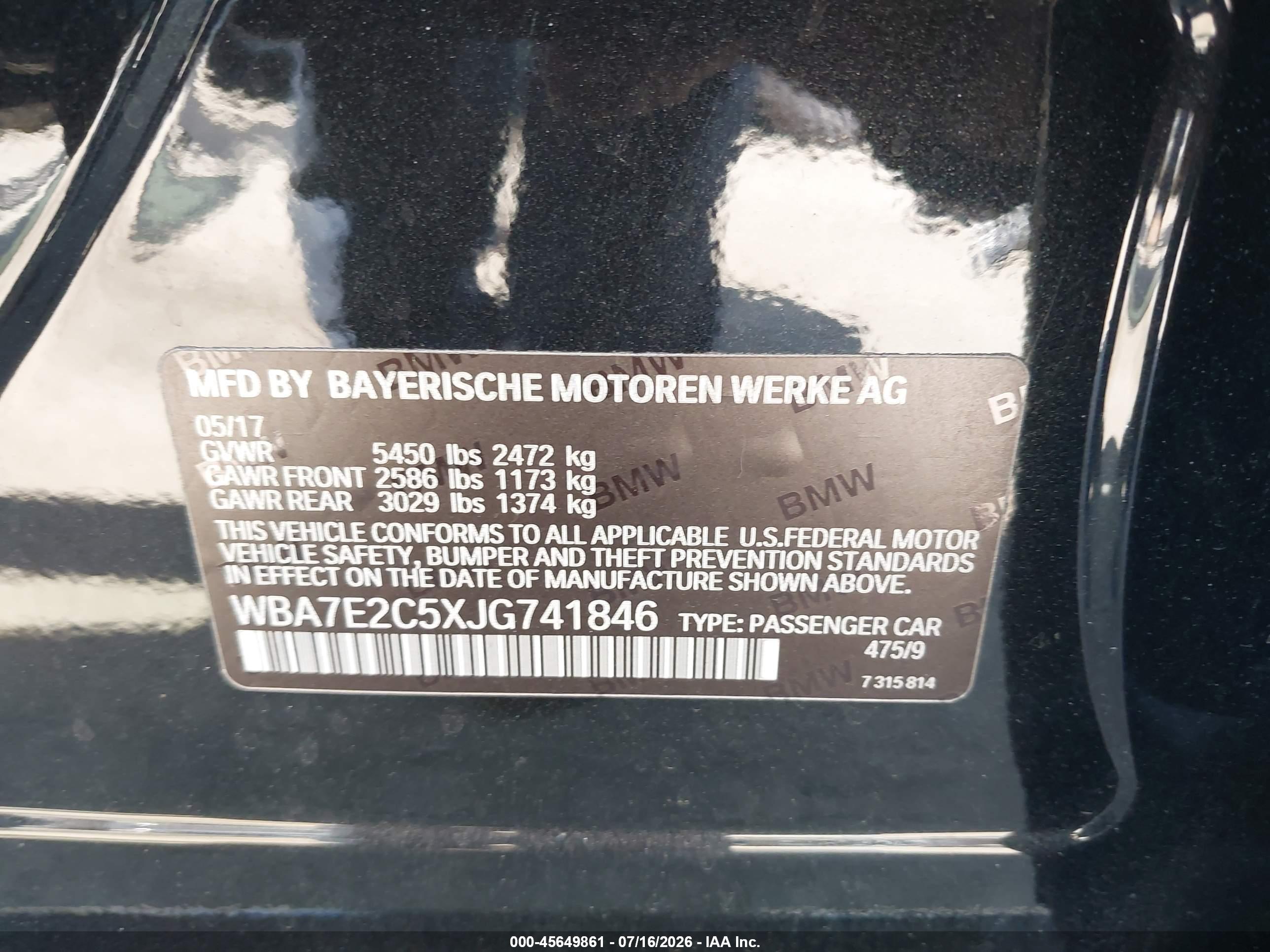 2018 BMW 740I