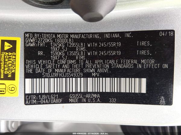 2018 TOYOTA HIGHLANDER SE