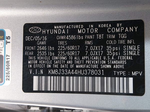 2017 HYUNDAI TUCSON SE