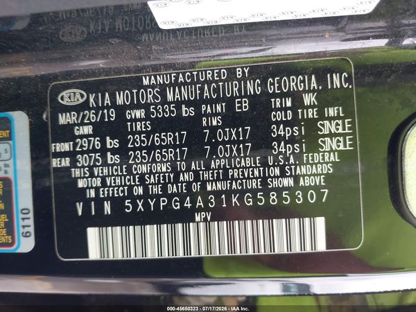 2019 KIA SORENTO 2.4L L