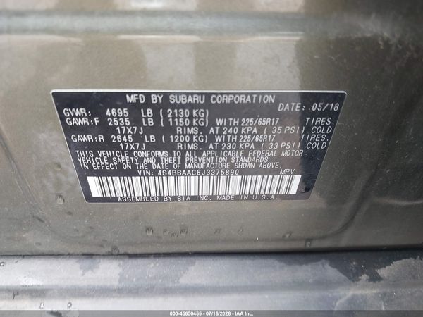2018 SUBARU OUTBACK 2.5I