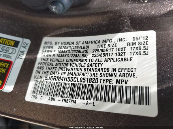 2012 HONDA CR-V EX
