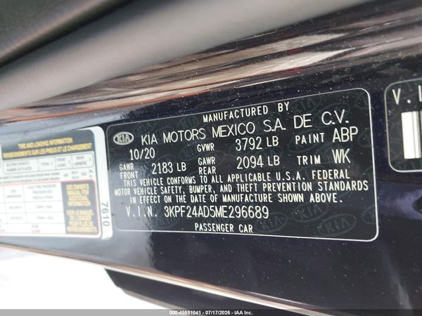 2021 KIA FORTE LXS
