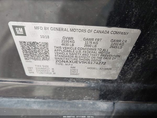 2019 CHEVROLET EQUINOX LT — I9
