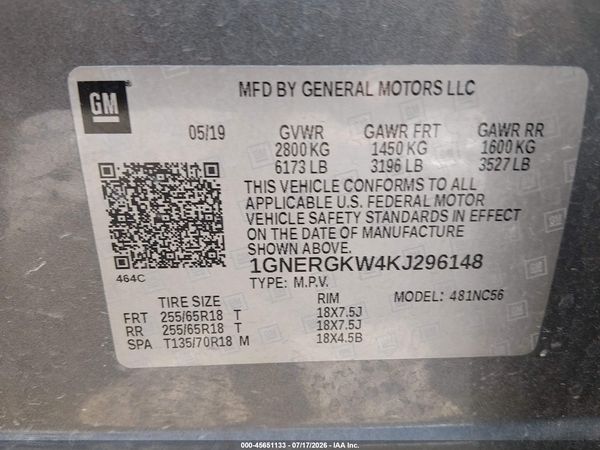 2019 CHEVROLET TRAVERSE 1LT — I9