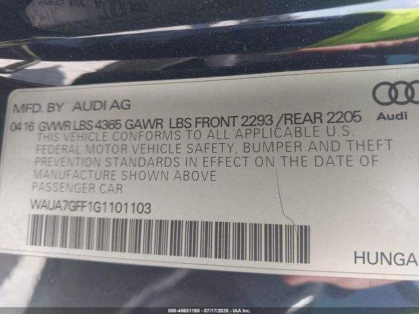 2016 AUDI A3 1.8T PREMIUM