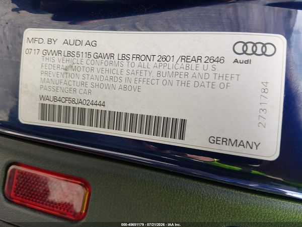 2018 AUDI S5 3.0T PREMIUM PLUS