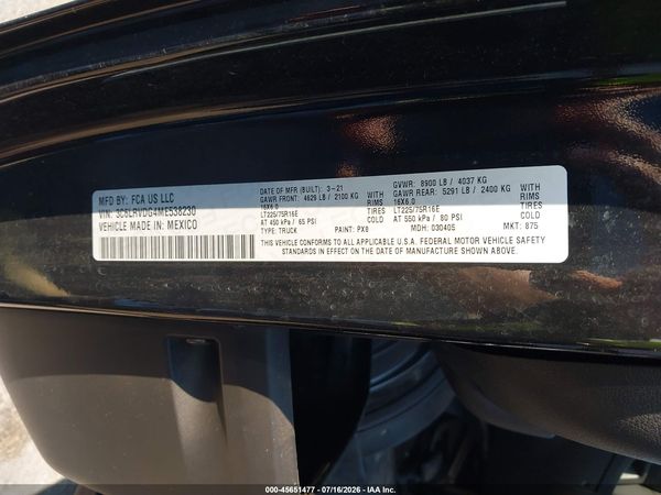 2021 RAM PROMASTER 2500 HIGH ROOF 159 WB