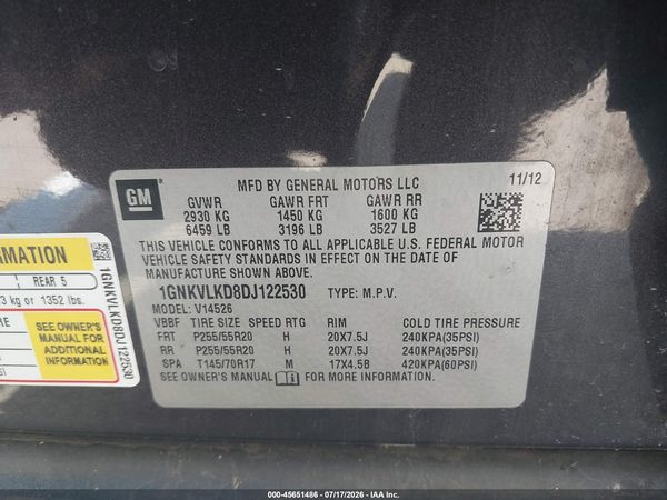2013 CHEVROLET TRAVERSE LTZ — I9