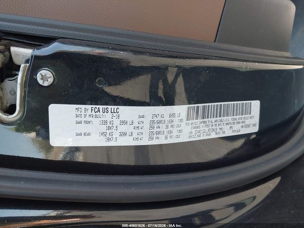 2018 CHRYSLER PACIFICA LIMITED — I9