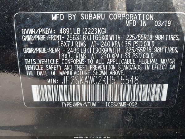 2019 SUBARU FORESTER TOURING