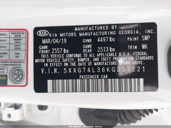 2019 KIA OPTIMA LX