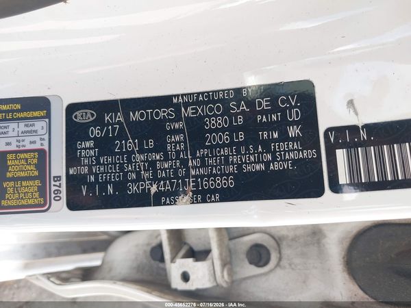 2018 KIA FORTE LX