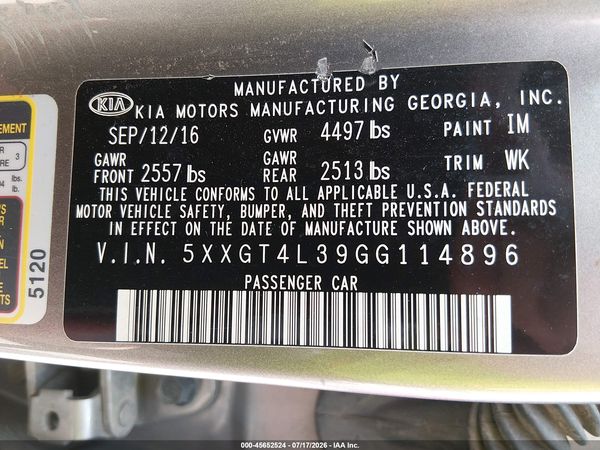 2016 KIA OPTIMA LX