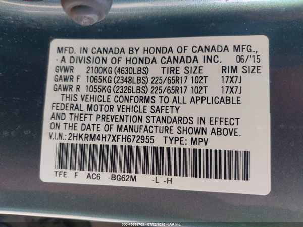 2015 HONDA CR-V EX-L
