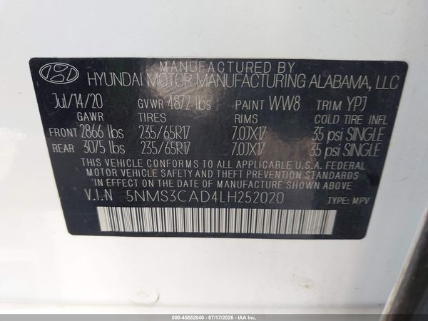 2020 HYUNDAI SANTA FE SEL
