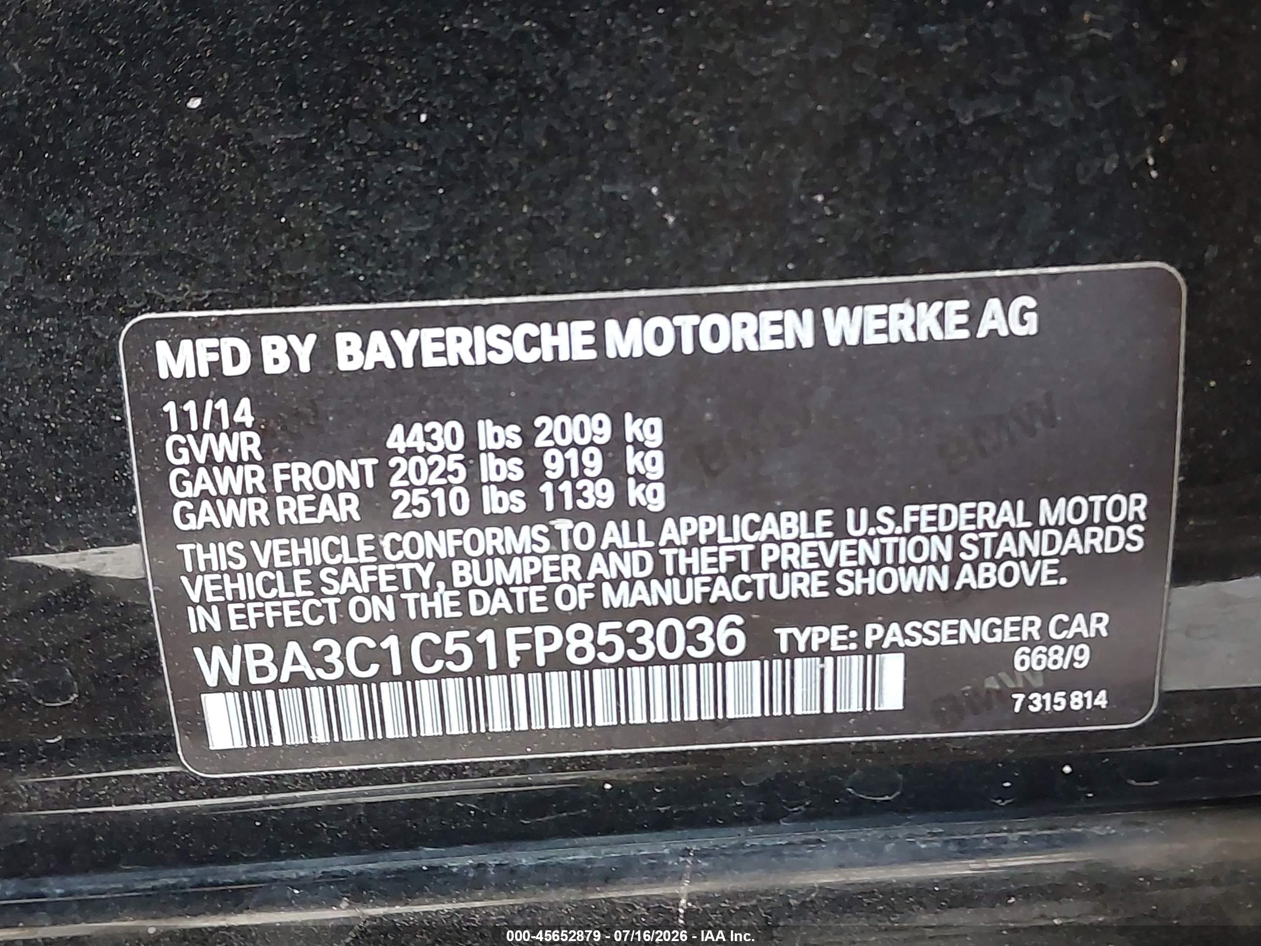 2015 BMW 328I