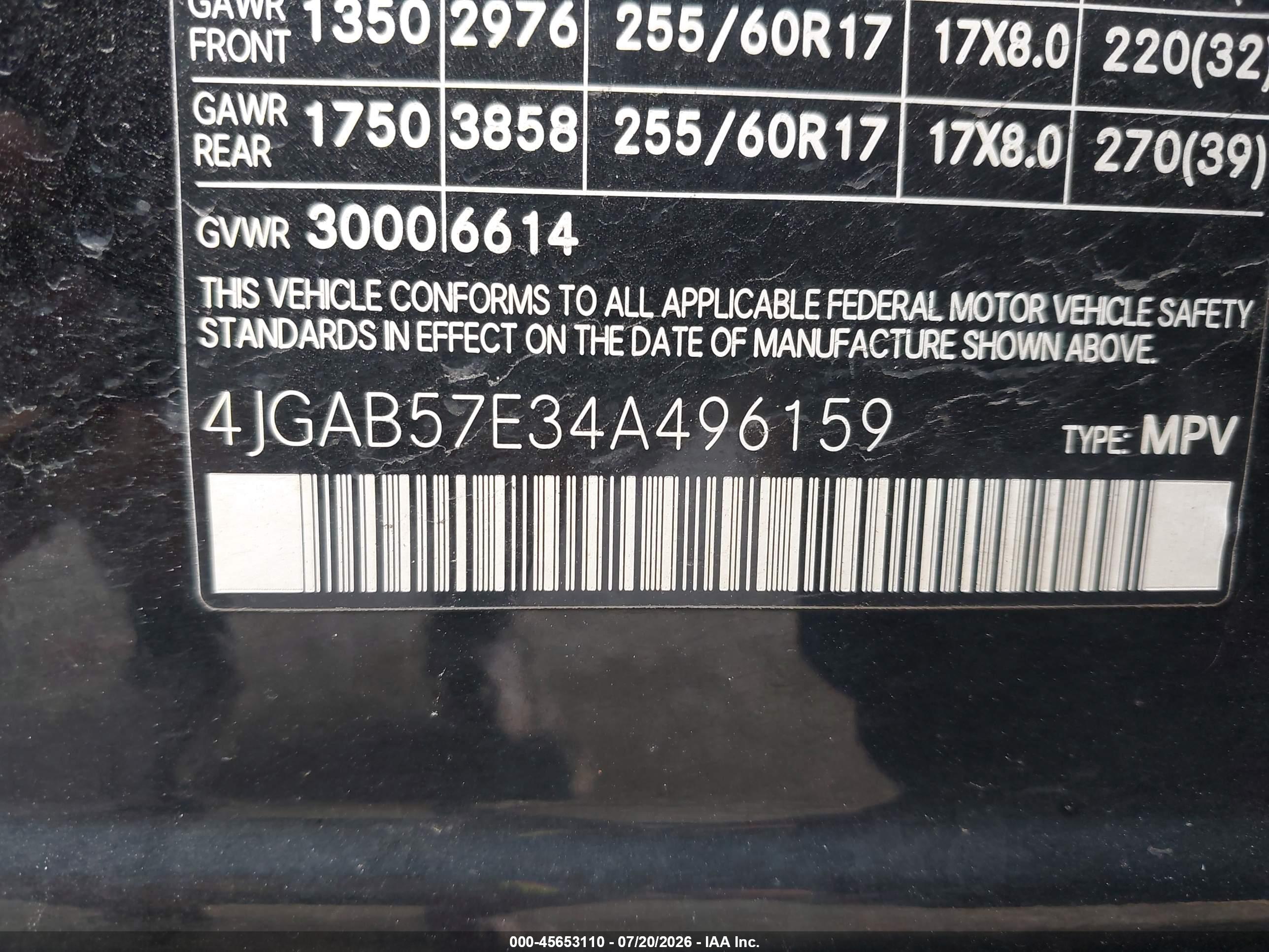 2004 MERCEDES-BENZ ML 350 ML350