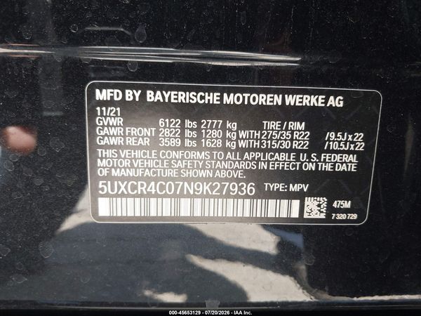 2022 BMW X5 SDRIVE40I