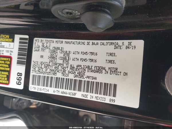 2019 TOYOTA TACOMA SR5 V6