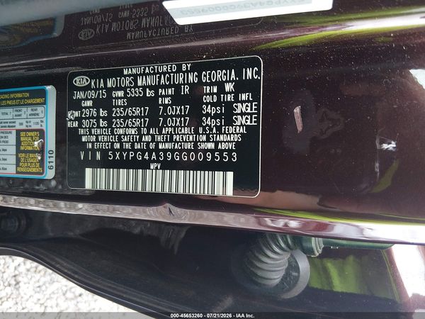 2016 KIA SORENTO 2.4L LX