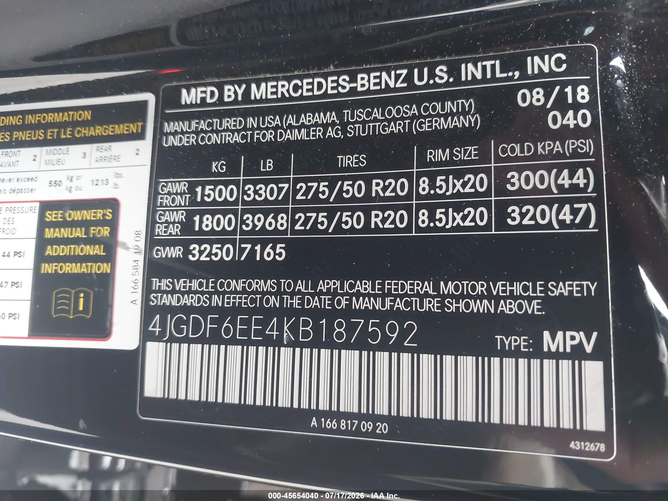 2019 MERCEDES-BENZ GLS 450 4MATIC