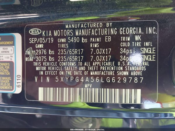 2020 KIA SORENTO 3.3L LX