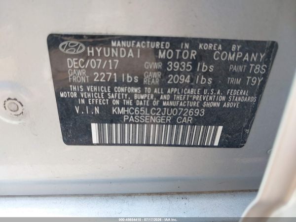 2018 HYUNDAI IONIQ HYBRID BLUE