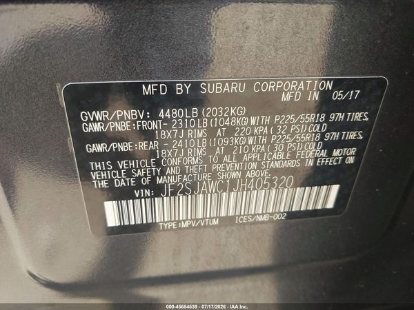 2018 SUBARU FORESTER 2.5I TOURING