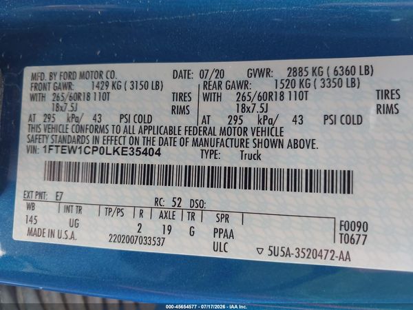 2020 FORD F-150 XLT