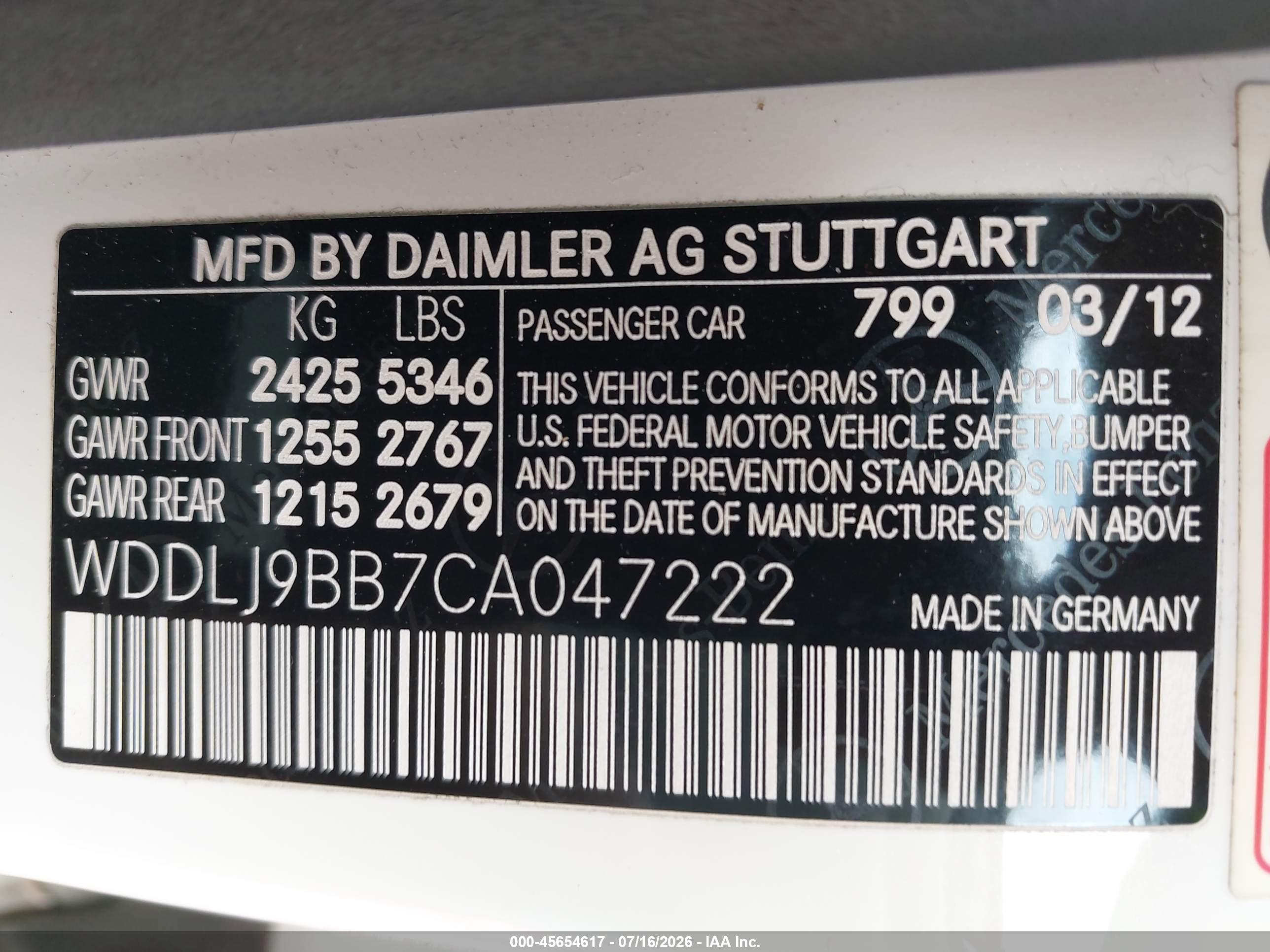 2012 MERCEDES-BENZ CLS 550 4MATIC