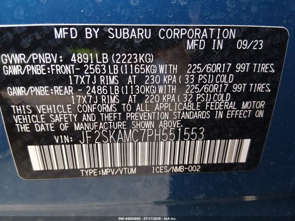2023 SUBARU FORESTER WILDERNESS — I9