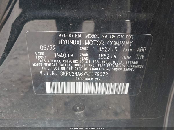 2022 HYUNDAI ACCENT SEL