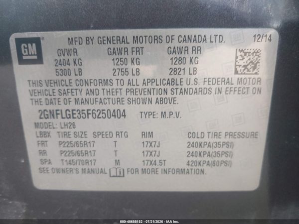 2015 CHEVROLET EQUINOX LT — I9