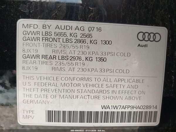 2017 AUDI Q5 3.0T PREMIUM PLUS