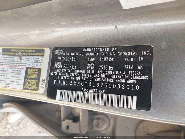 2016 KIA OPTIMA LX