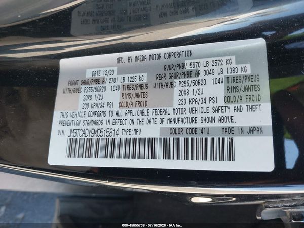 2021 MAZDA CX-9 GRAND TOURING