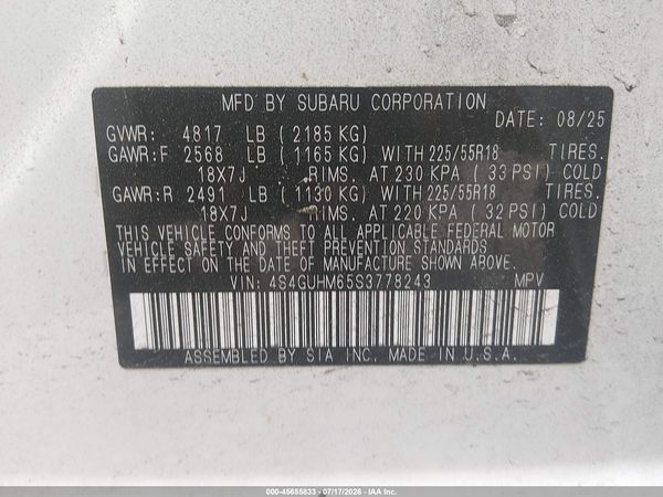 2025 SUBARU CROSSTREK LIMITED