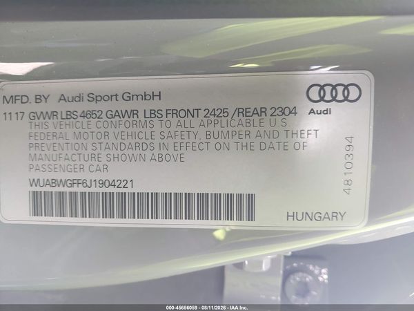 2018 AUDI RS 3 2.5T