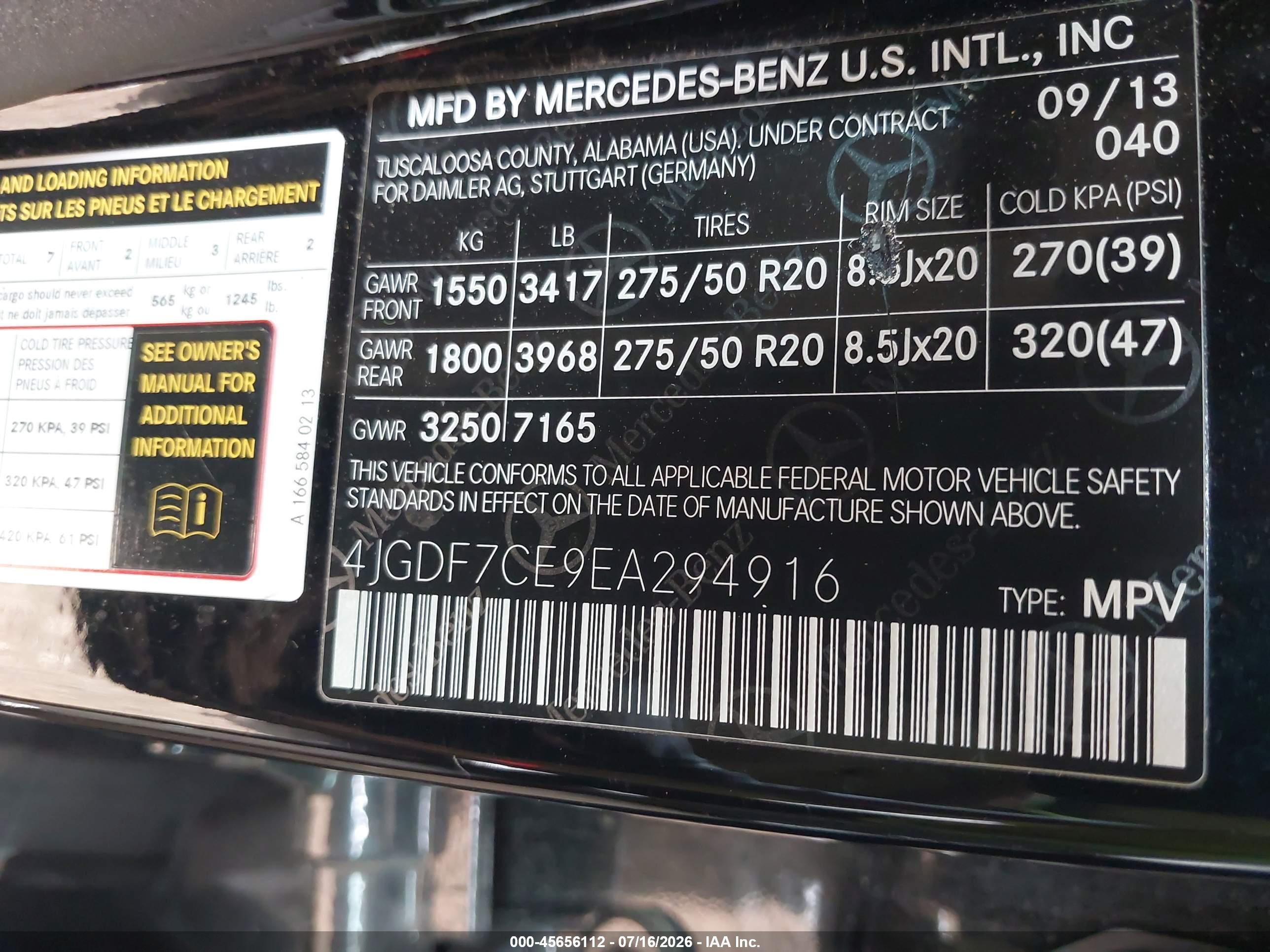 2014 MERCEDES-BENZ GL 450 4MATIC