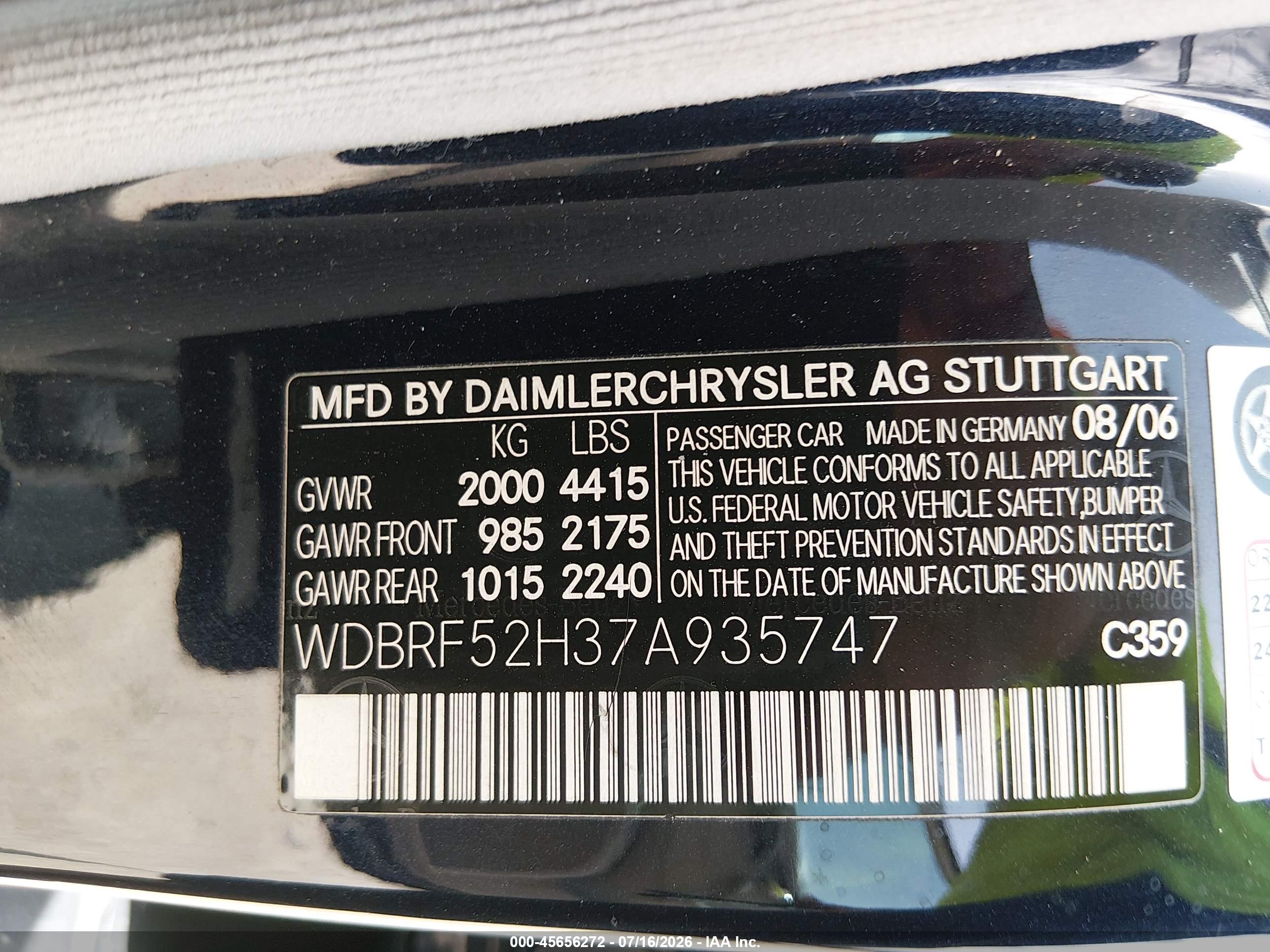 2007 MERCEDES-BENZ C 230 C230