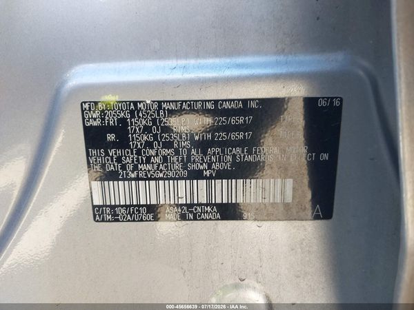 2016 TOYOTA RAV4 XLE